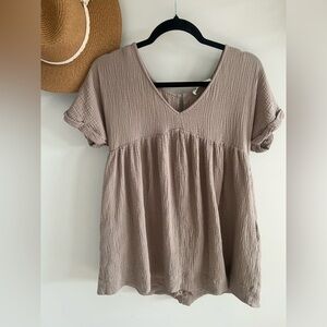 Mustard Seed Taupe Textured Mini Dress